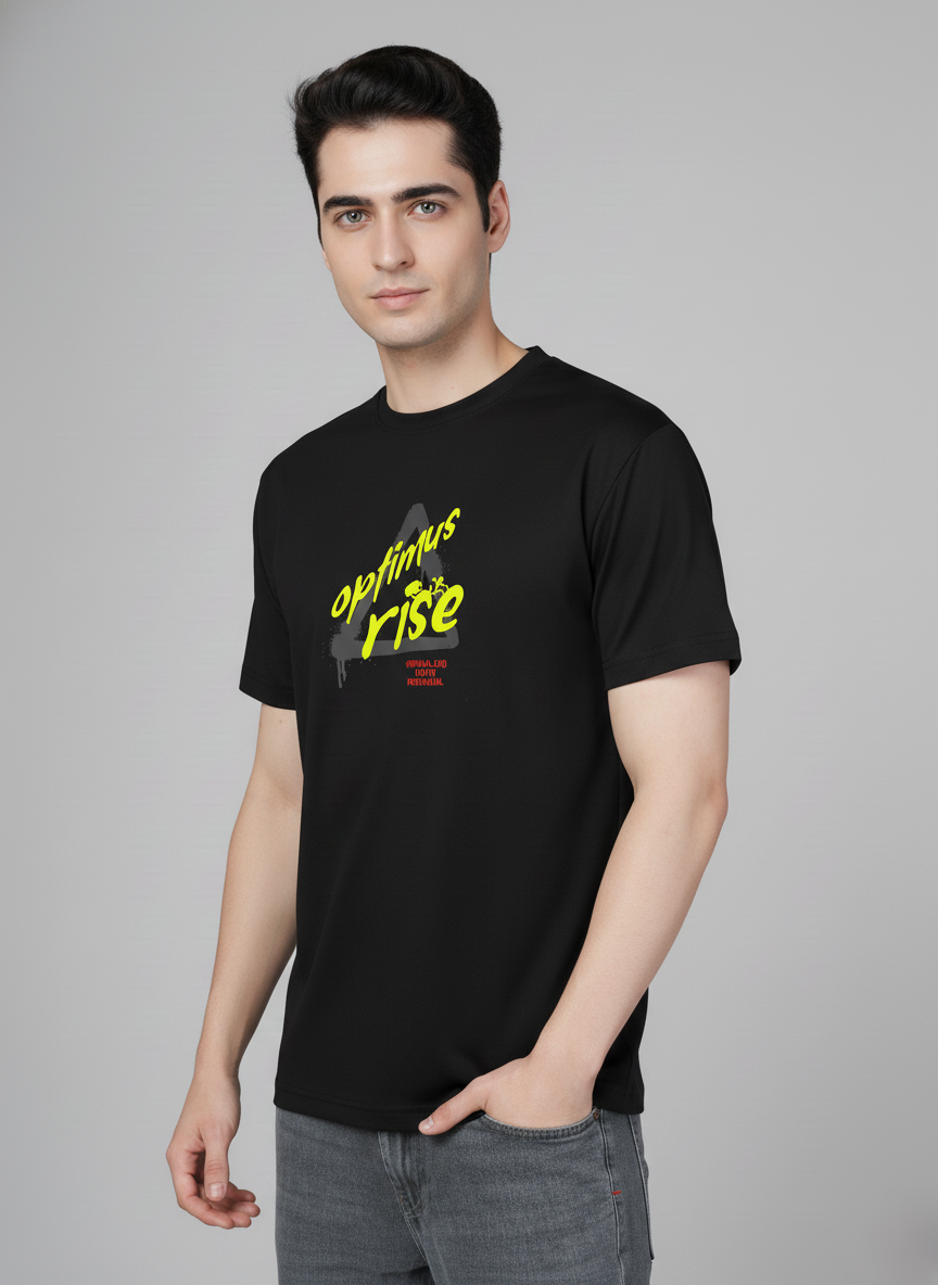 Men Cotton Black Printed Tshirt
