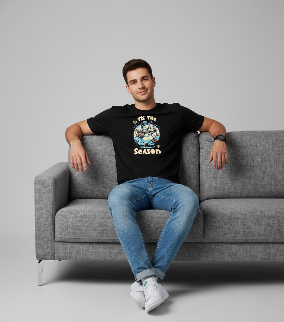 Men Printed Black Cotton Tshirt