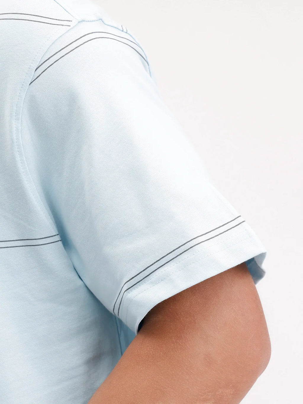 Oversized Stripes Printed T-Shirt | Light Blue