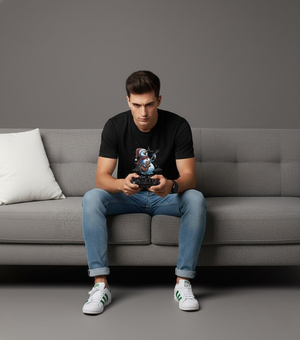 Men Printed Black Cotton Tshirt
