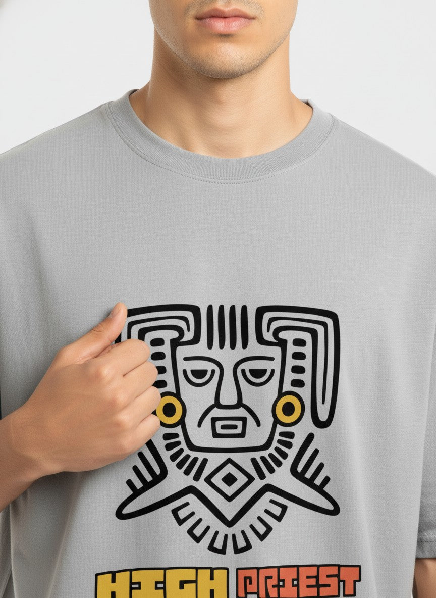 Men Oversized Cotton Tribal T-Shirt