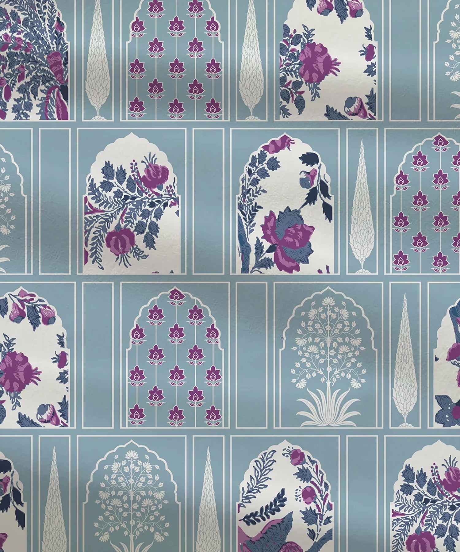 Celebration Queen Bedsheet Set, Aangan Blue | 144 TC Cotton| 2 Pillow Covers