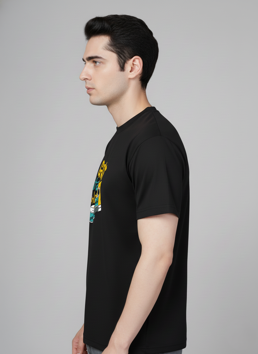 Men Cotton Black Printed Tshirt