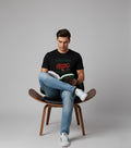 Men Printed Black Cotton Tshirt