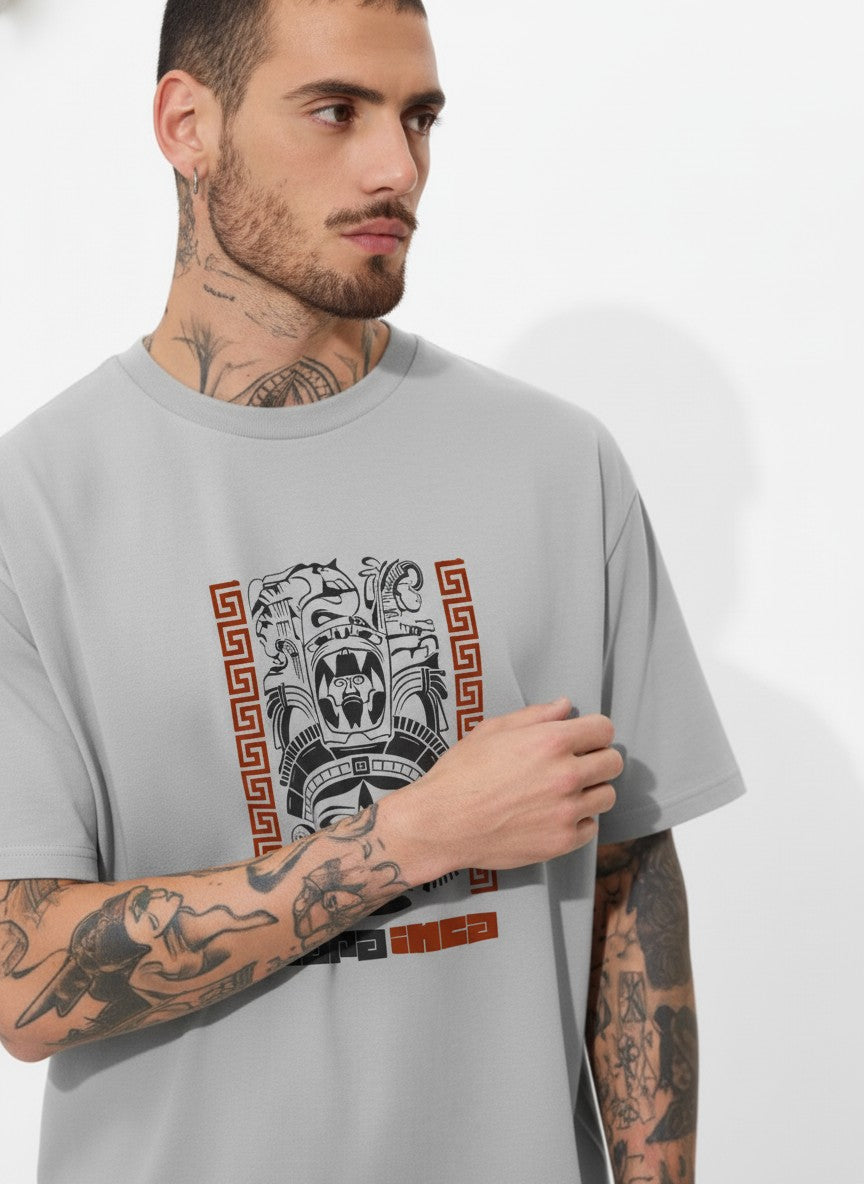 Men Oversized Cotton Tribal T-Shirt