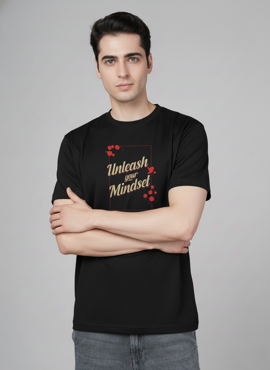 Men Cotton Black Printed Tshirt