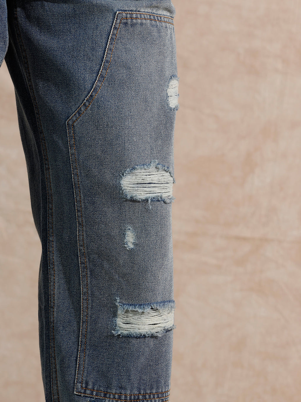 Solid Heavy Fade Loose Fit Jeans | Blue