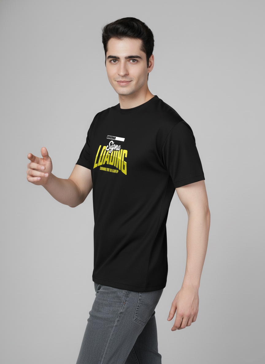 Men Cotton Black Printed Tshirt