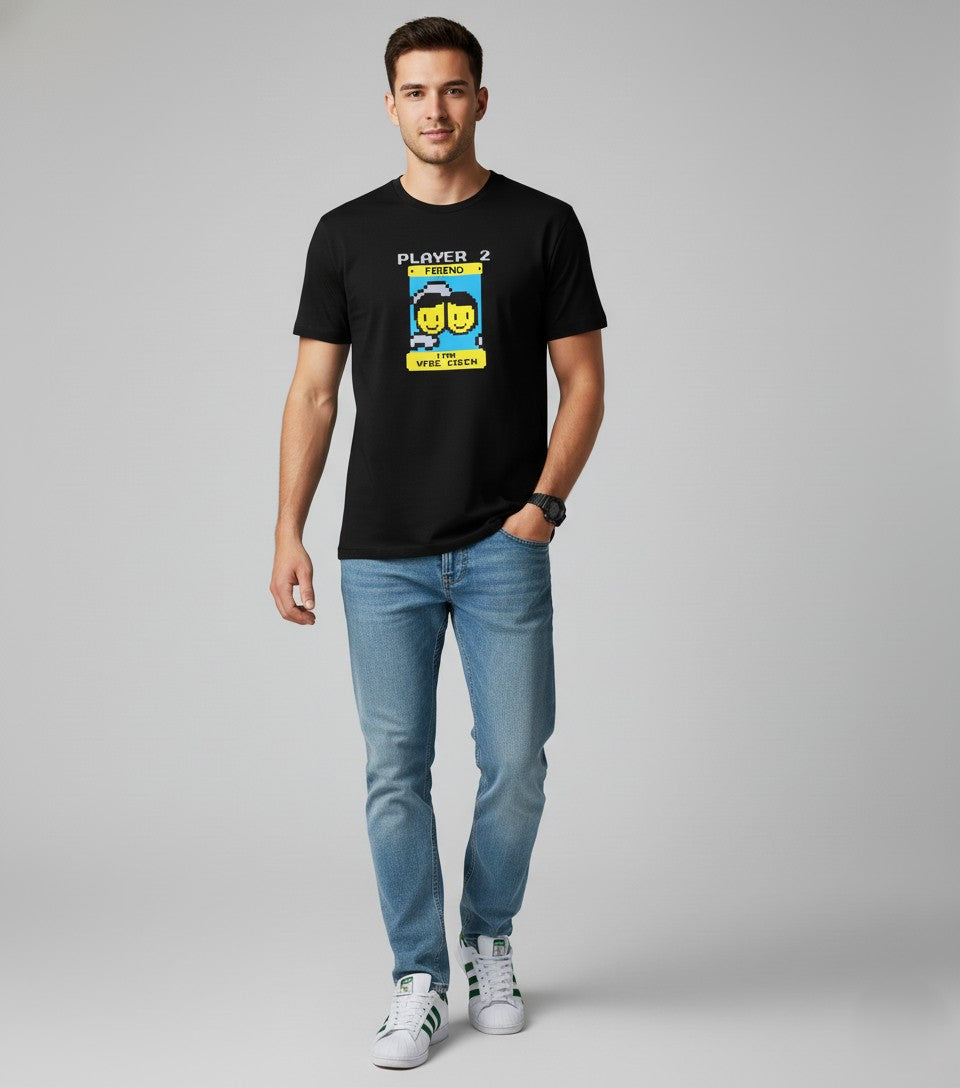 Men Printed Black Cotton Tshirt