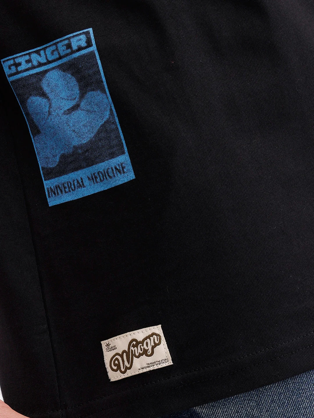Oversized Placement Printed T-Shirt | Black