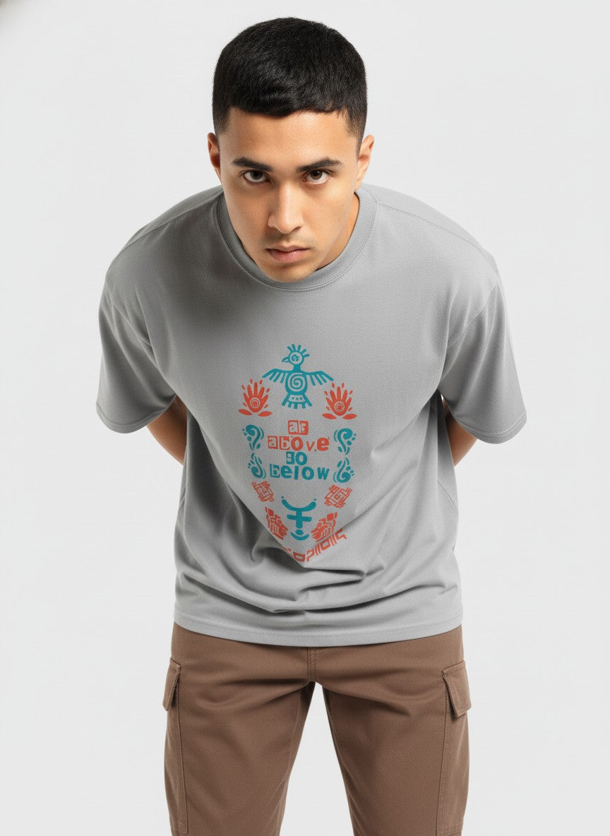 Men Oversized Cotton Tribal T-Shirt