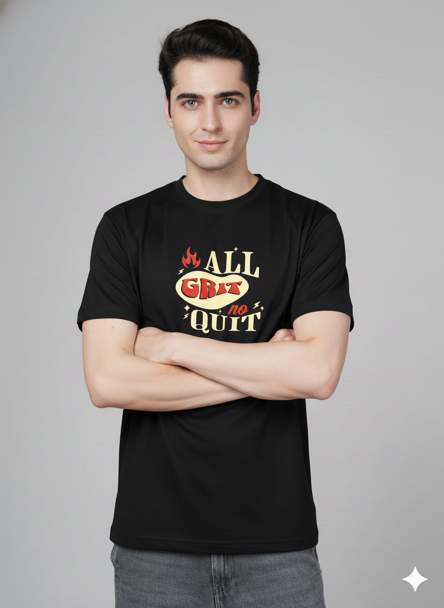 Men Cotton Black Printed Tshirt