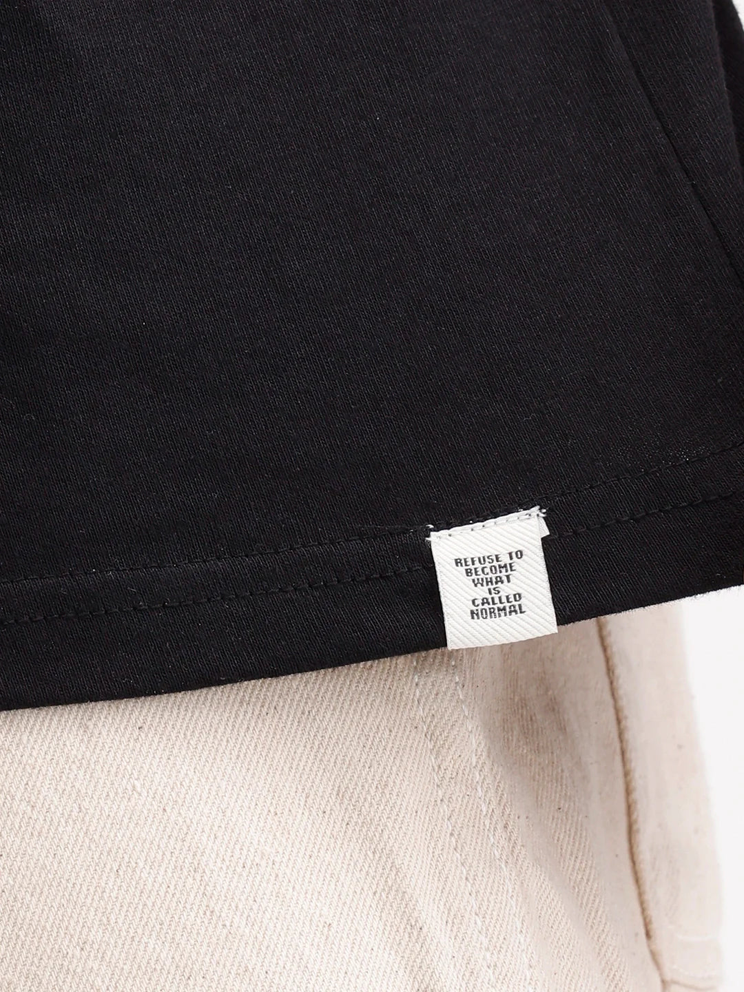 Oversized Placement Printed T-Shirt | Black