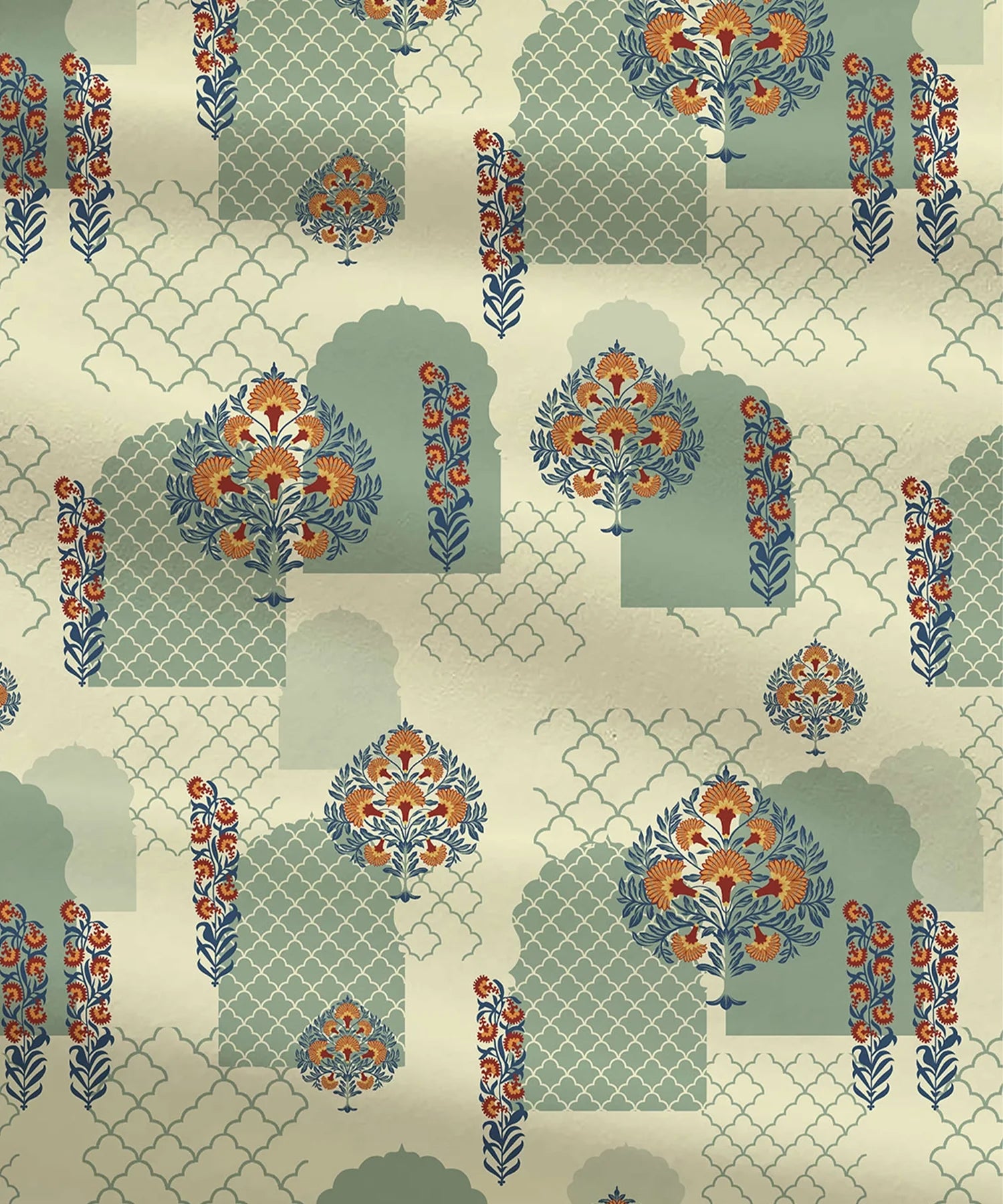Celebration Queen Bedsheet Set, Ruhani Orange | 144 TC Cotton| 2 Pillow Covers