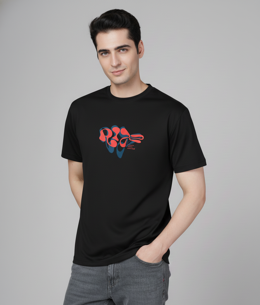 Men Cotton Black Printed Tshirt