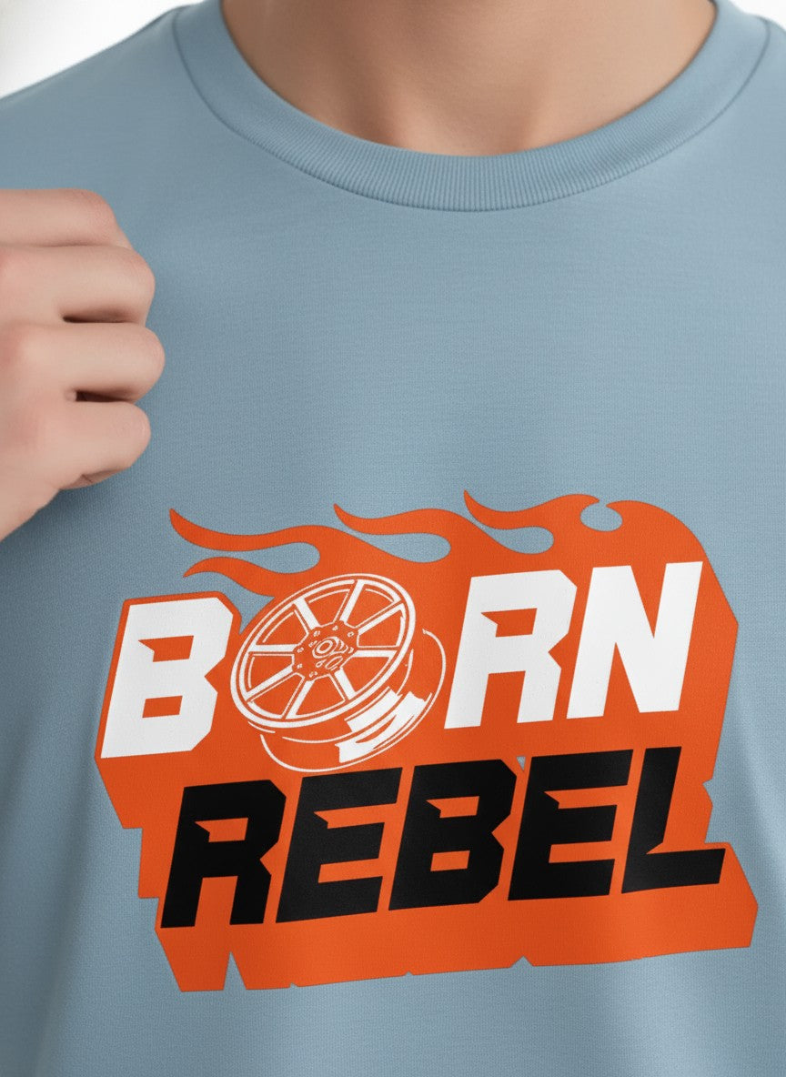 Men Cotton Ice Blue T-Shirt