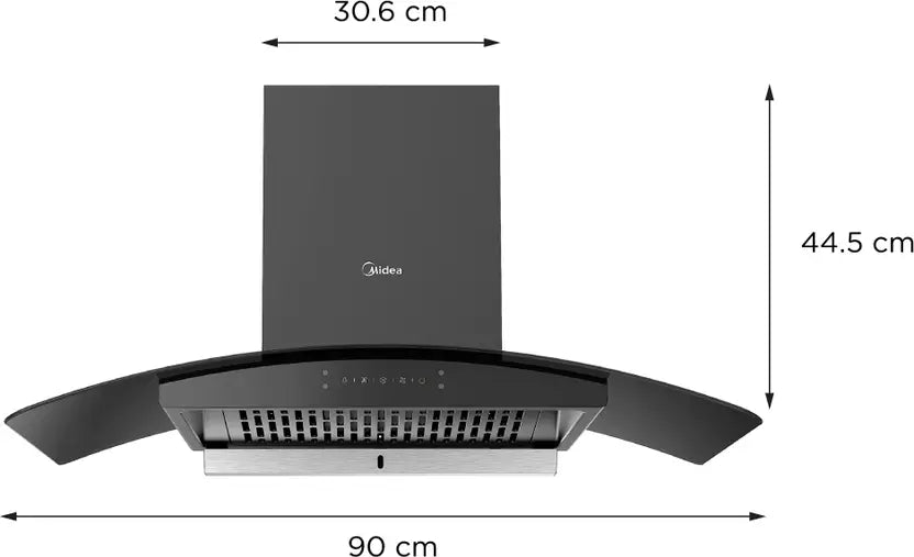 Midea 90V11 Auto Clean Wall Mounted Black 1250 CMH Chimney MH90V11ET28BI-IN