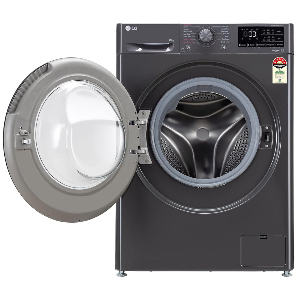 LG 8 Kg, 5 Star, AI Direct Drive Technology, Steam & 6 Motion DD Fully-Automatic Front Load Washing Machine (FHP1208Z3M, Intelligent & Convenient Fabric Care, Allergy Care, Middle Black)