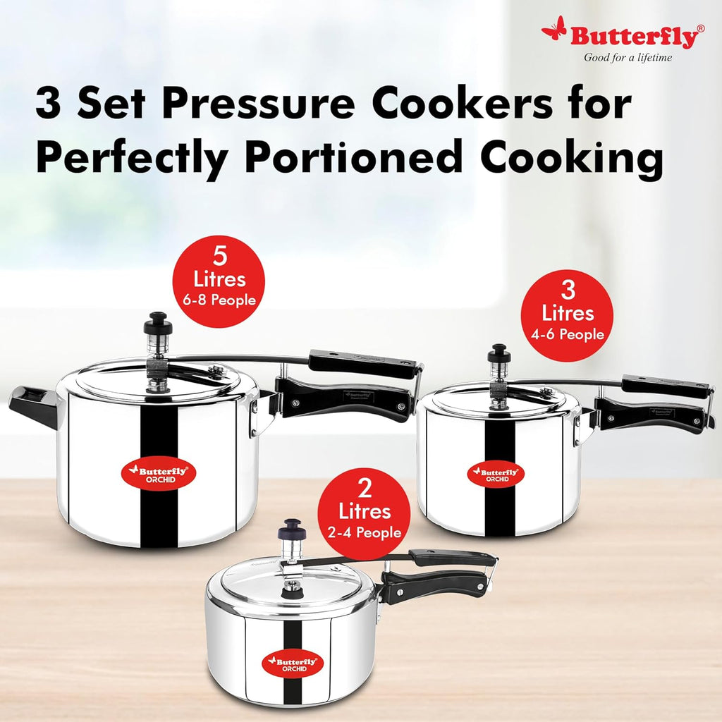 BUTTERFLY ORCHID ILC SS PRESSURE COOKER2,3,5LCOMBO