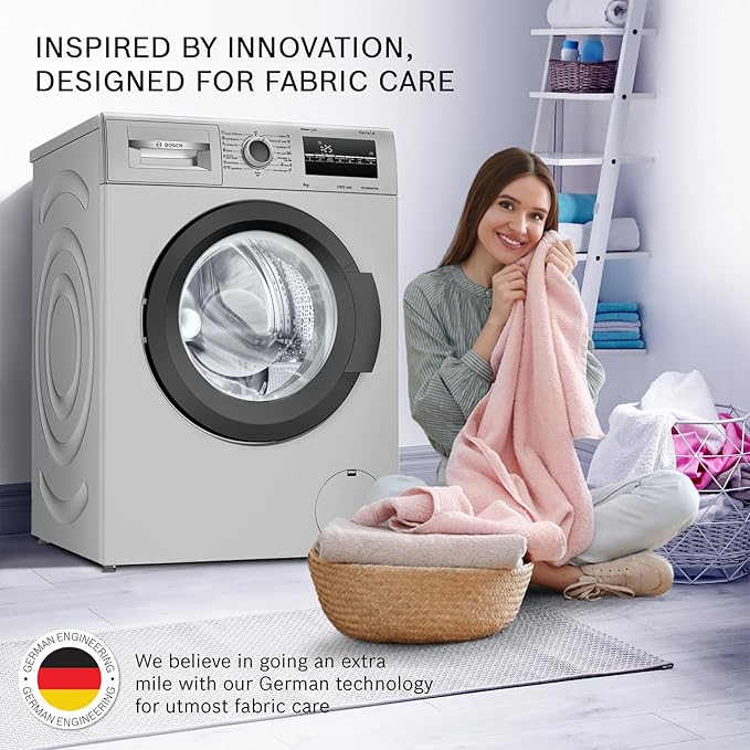 Bosch 8 kg 5 Star Fully-Automatic Front Loading Washing Machine (WAJ2826CIN, Black Grey, AI active water plus, In-Built Heater)