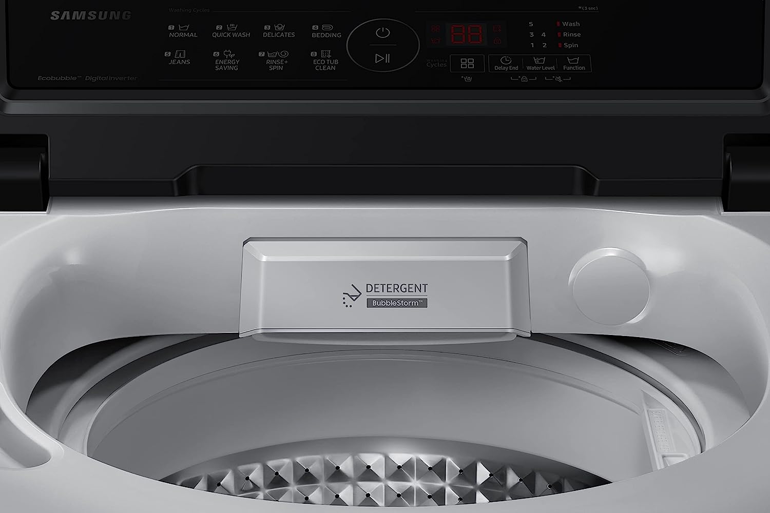 Samsung 7 Kg Inverter Ecobubble 5 Star Fully Automatic Top Load Washing Machine (WA70BG4441BYTL,Lavender Gray)