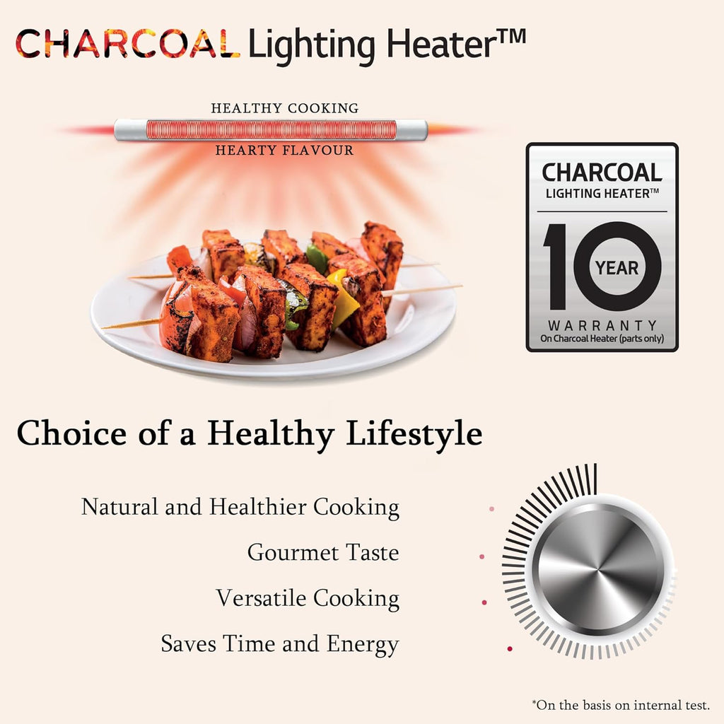 LG 28 L Scan to Cook Wi-Fi Enabled Charcoal Convection Microwave Oven (MJEN286VIW, Black, Stainless steel cavity, Heart Friendly Recipes, Ghee, Diet Fry & 360° Motorised Rotisserie for Bar-be-queing) (Minor Dent)