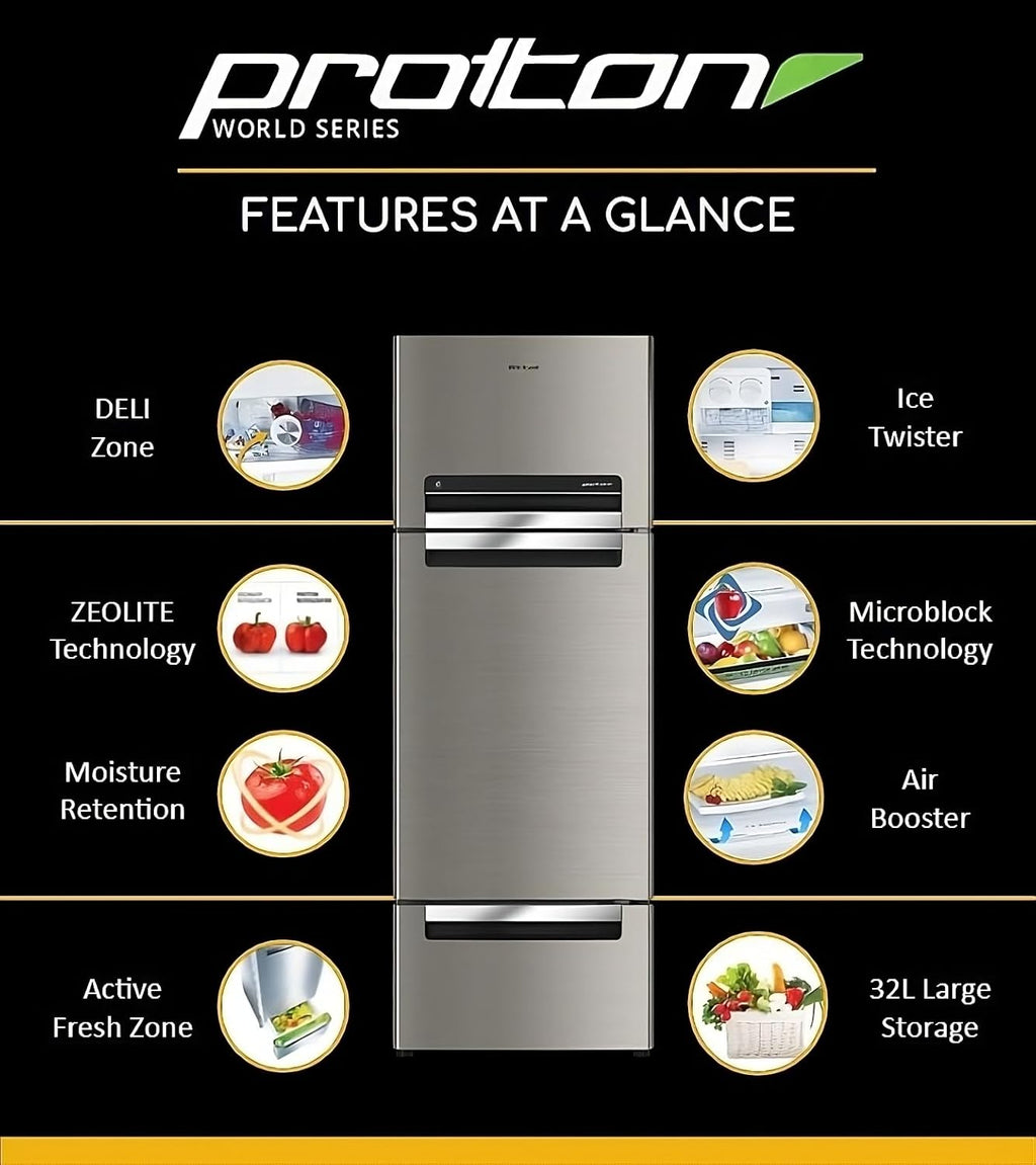 Whirlpool 270 L (Gross Capacity 300L) Frost Free Triple-Door Refrigerator (FP 313D PROTTON ROY ALPHA STEEL (Z)