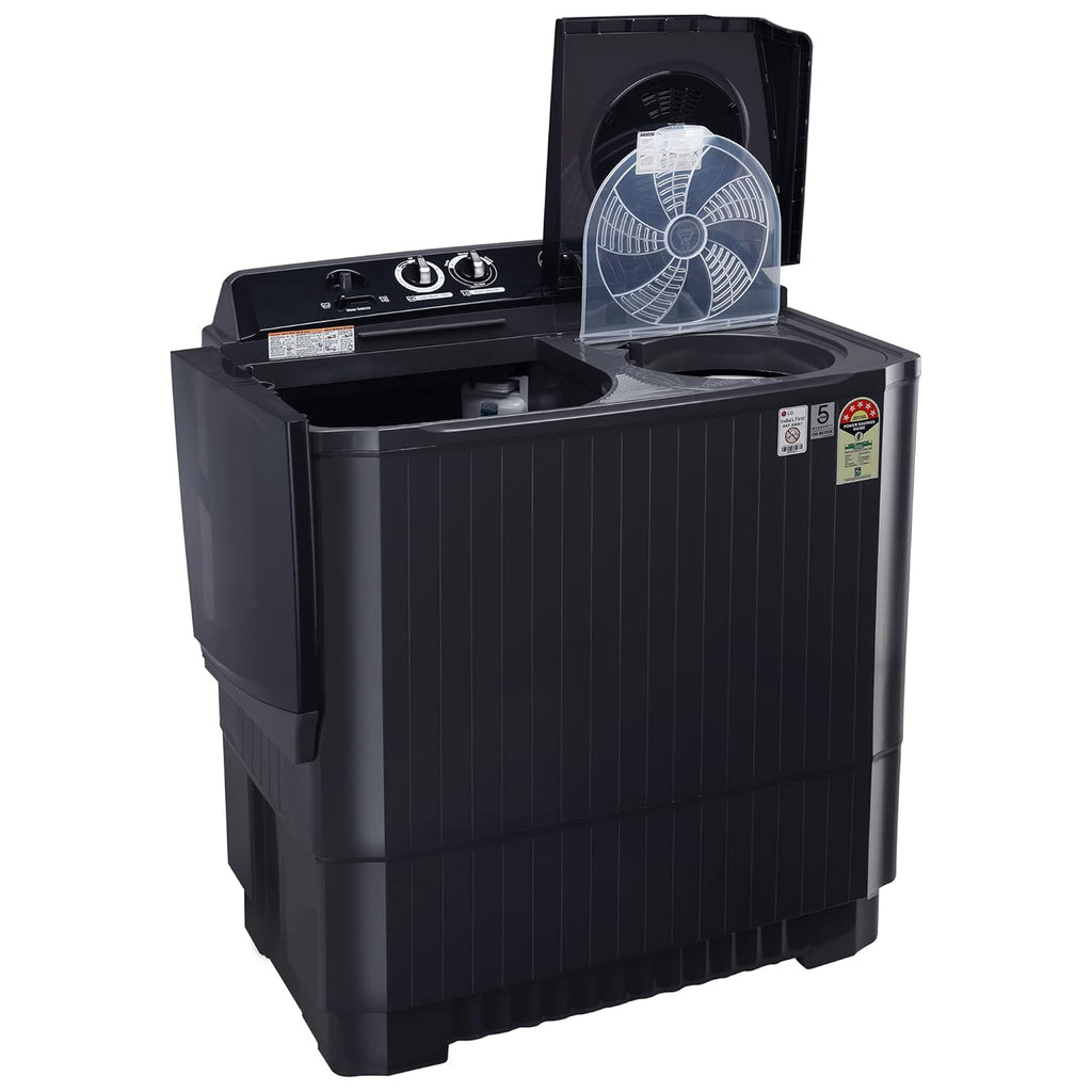 LG 11 Kg 5 Star Wind Jet Dry Rat Away Technology Semi-Automatic Top Loading Washing Machine (P1155SKAZ, Roller Jet Pulsator, Punch + 3, Middle Black)