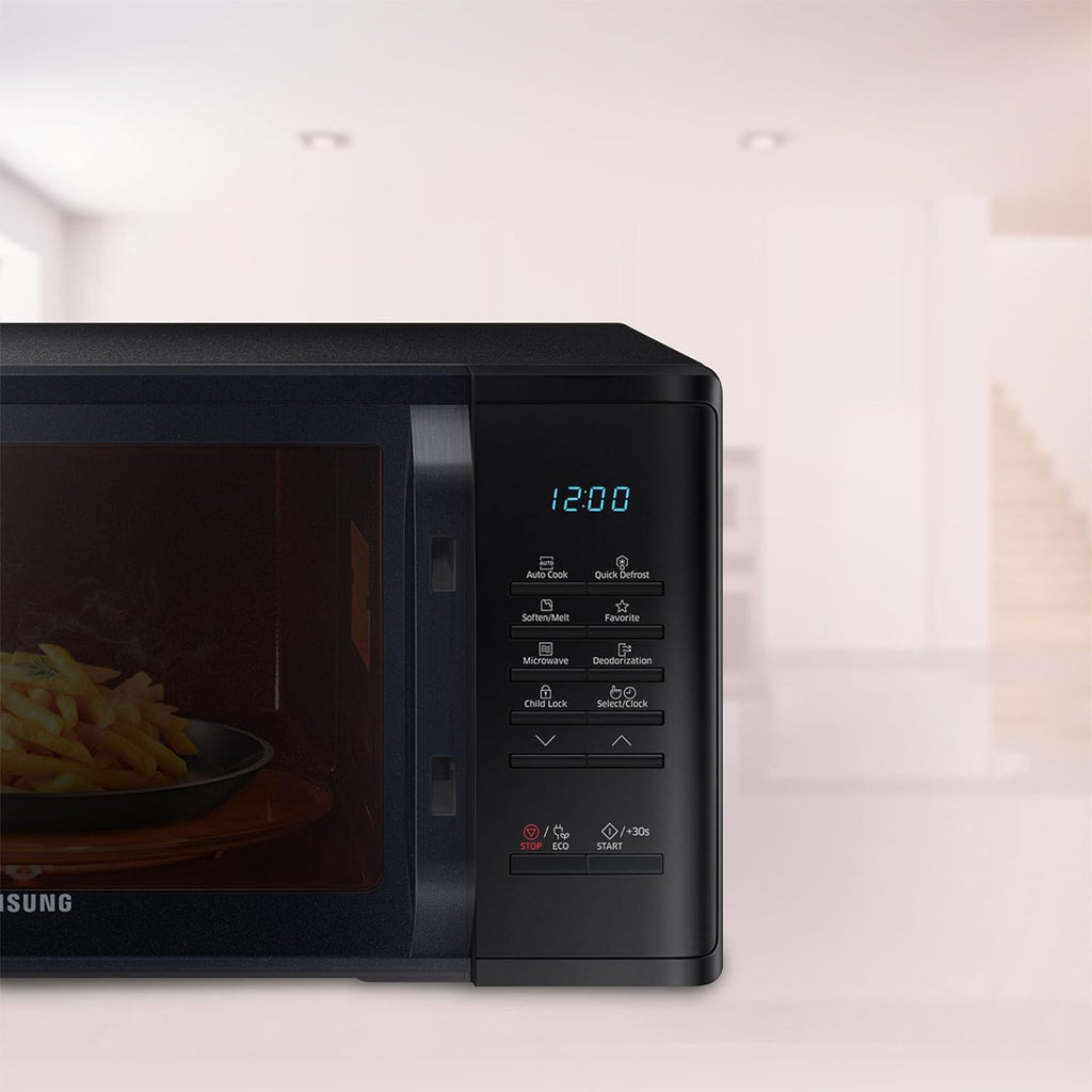 Samsung 23 L Solo Microwave Oven (MS23A3513AK/TL, Black, Auto Cook Programs, Child Safety Lock, Memory Feature, Deodorization, Ceramic Enamel Cavity with 10 year warranty)