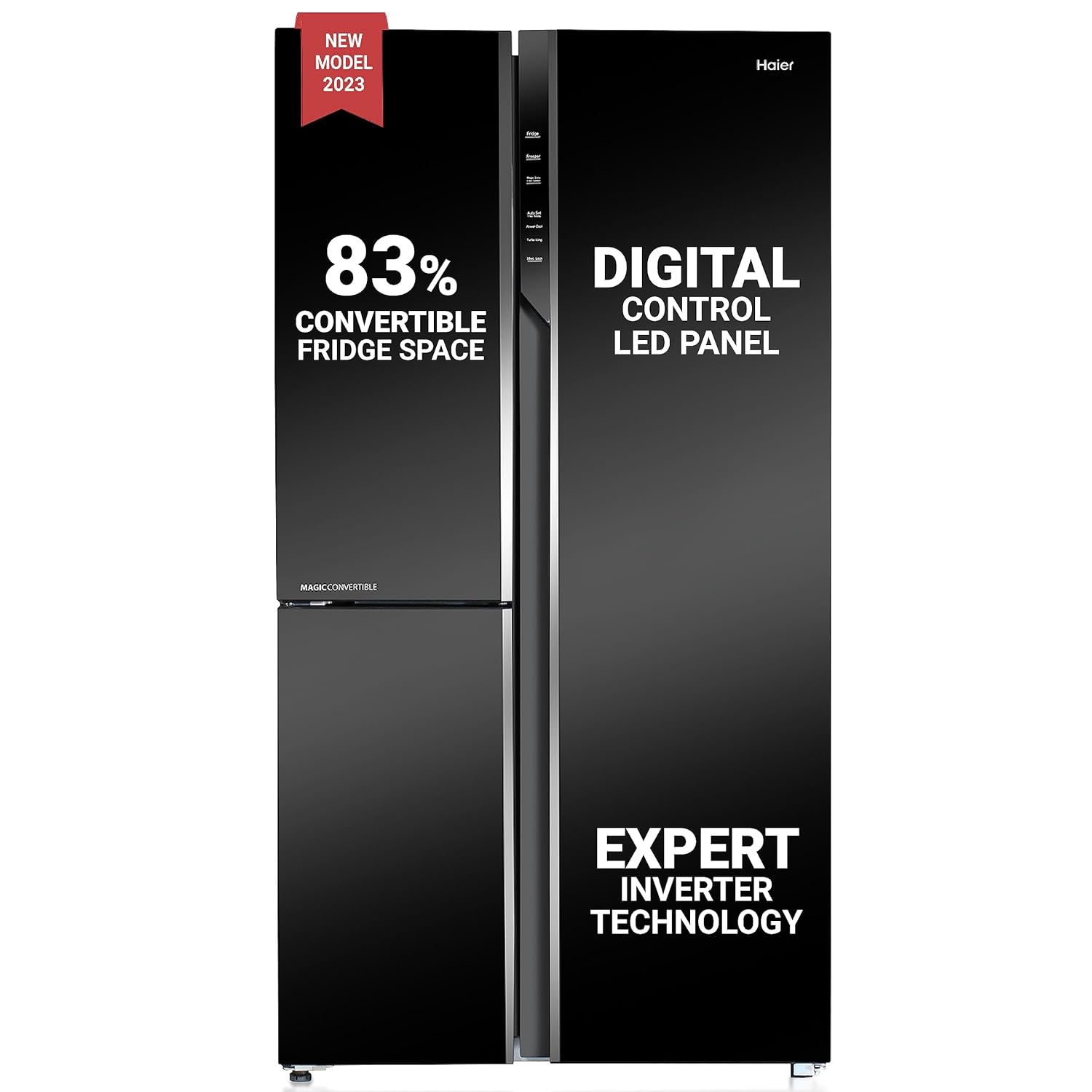 Haier SmartChoice 598L 3 Star 3-Door Side by Side Frost Free Refrigerator(HRT-683GK, Graphite Black)