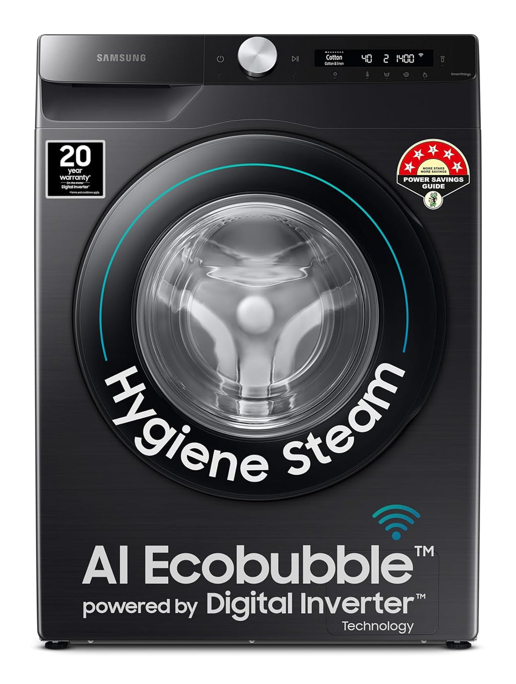 Samsung 8 kg, 5 star, Eco Bubble Technology, AI Control, Wi-Fi, Fully-Automatic Front Load Washing Machine (WW80T504DAB1TL,)