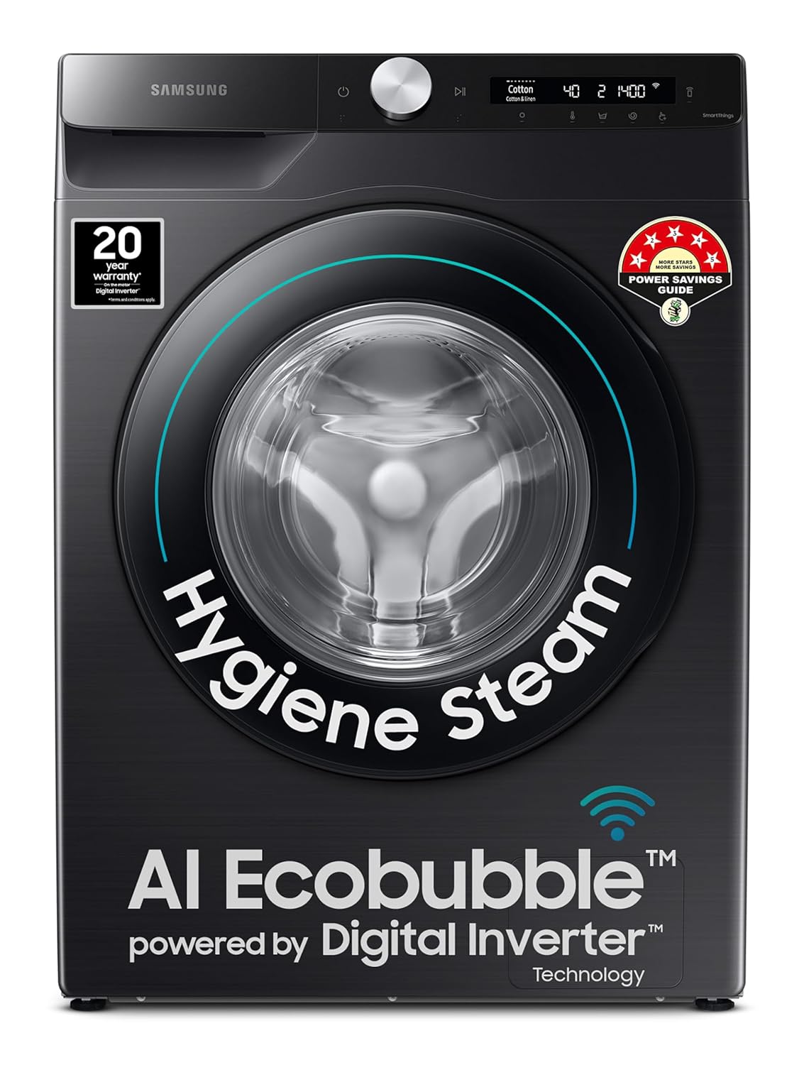 Samsung 8 kg, 5 star, Eco Bubble Technology, AI Control, Wi-Fi, Fully-Automatic Front Load Washing Machine (WW80T504DAB1TL,)