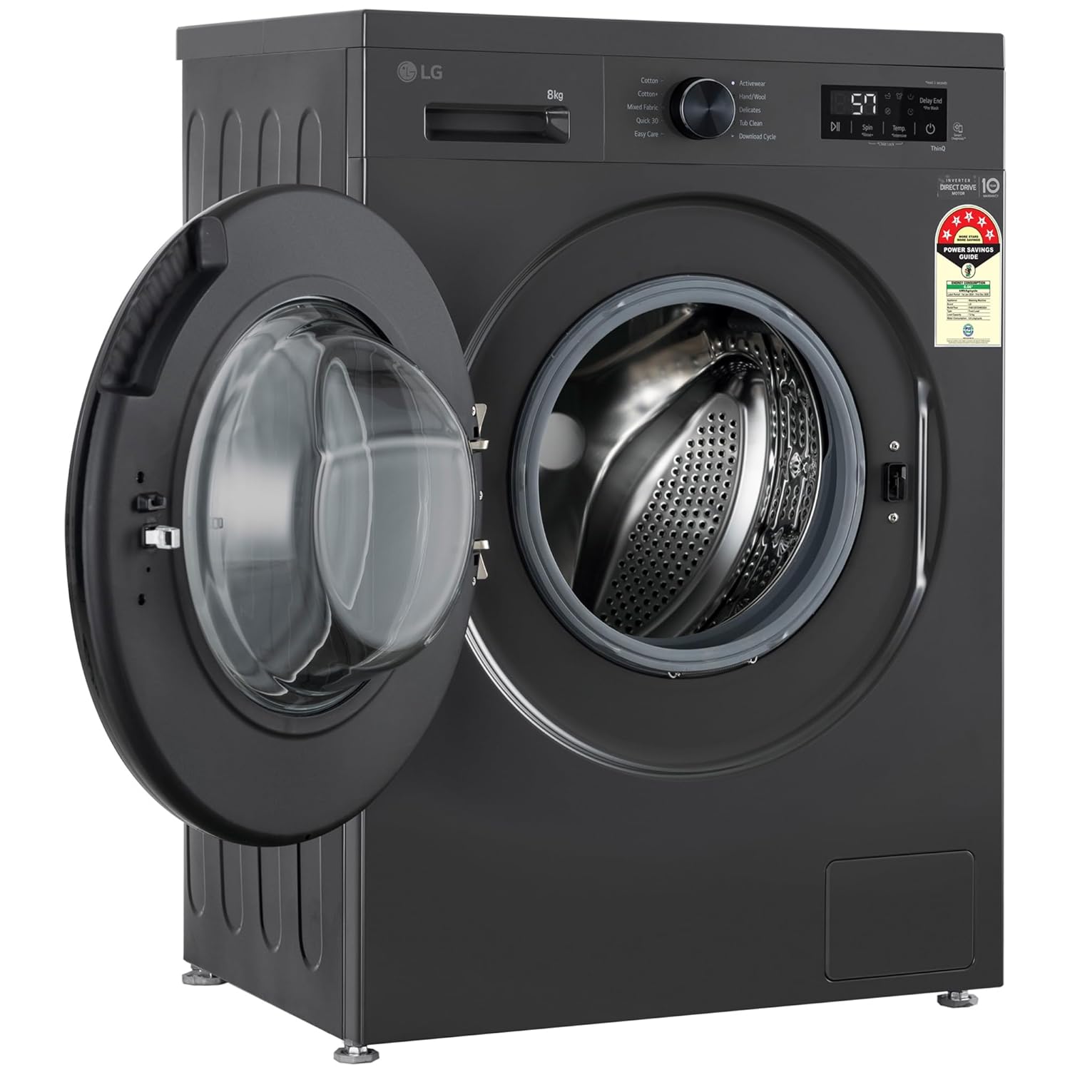 LG 8 Kg, 5 Star, Wi-Fi, Direct Drive Technology, Steam Wash, 6 Motion DD, Fully-Automatic Front Load Washing Machine (FHB1208Z4M, Allergy Care, In-Built Heater, Touch Panel, Middle Black)