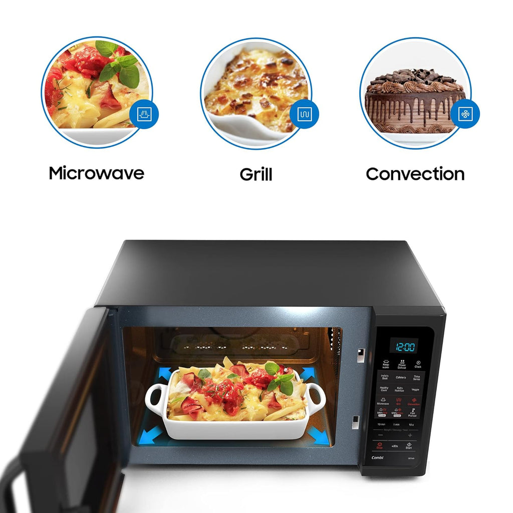 Samsung 21 L, Convection Microwave Oven (CE73JD-B1/XTL, Black, Various Cooking Modes, Pre heat, Eco Mode, Power Defrost, Auto Cook, Wire Rack, Ceramic Enamel Cavity with 10 year warranty)
