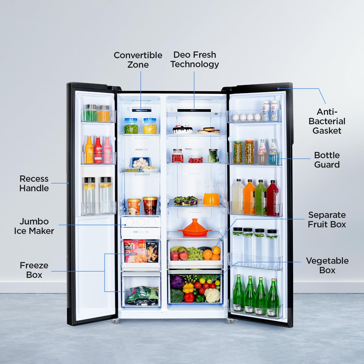 Haier 602L 3Star 2 Door Side by Side Frost Free Refrigerator|100% Convertible|Expert Inverter Technology|Digital Display Panel|Triple Twist Ice Maker|HRS-682KS