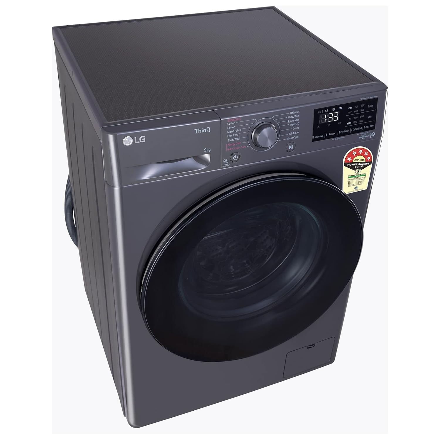 LG 9 Kg, 5 Star, AI Direct Drive Technology, Steam, 6 Motion DD & Wi-Fi Fully-Automatic Front Load Washing Machine (FHP1209Z5M, Intelligent & Convenient Fabric Care, Allergy Care, Middle Black)