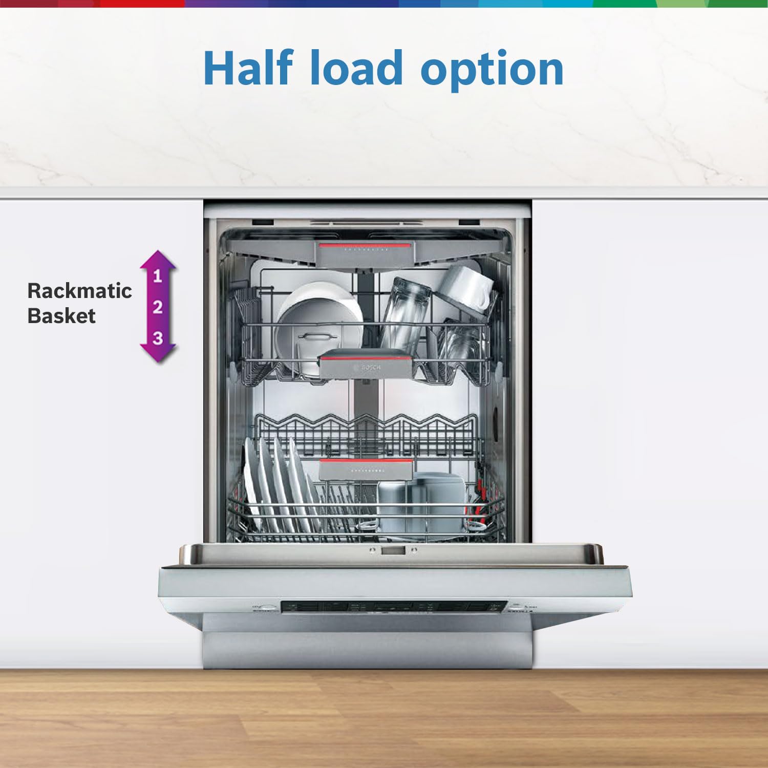 BOSCH SMS46KI03I Free Standing 14 Place Settings Intensive Kadhai Cleaning| No Pre-rinse Required Dishwasher