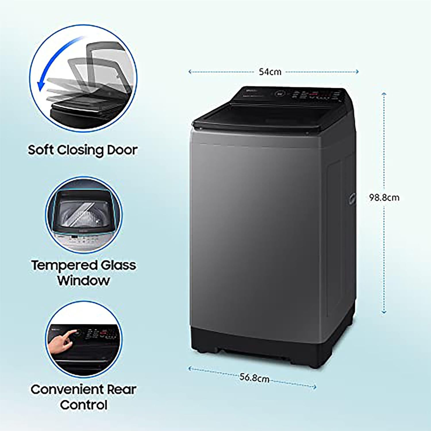 Samsung 9 kg, 5 star, Eco Bubble Technology, Wi-Fi, Soft Closing Door, Fully-Automatic Top Load Washing Machine (WA90BG4542BDTL, Versailles Gray)