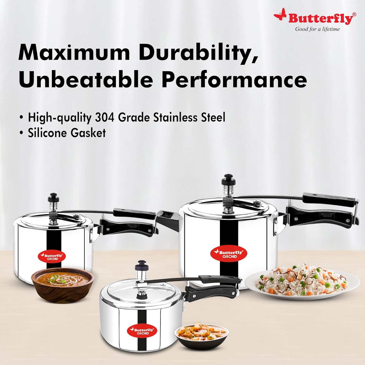 BUTTERFLY ORCHID ILC SS PRESSURE COOKER2,3,5LCOMBO