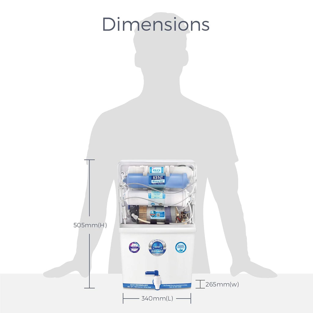 KENT Elegant (11097), 8 L RO Water Purifier (White)