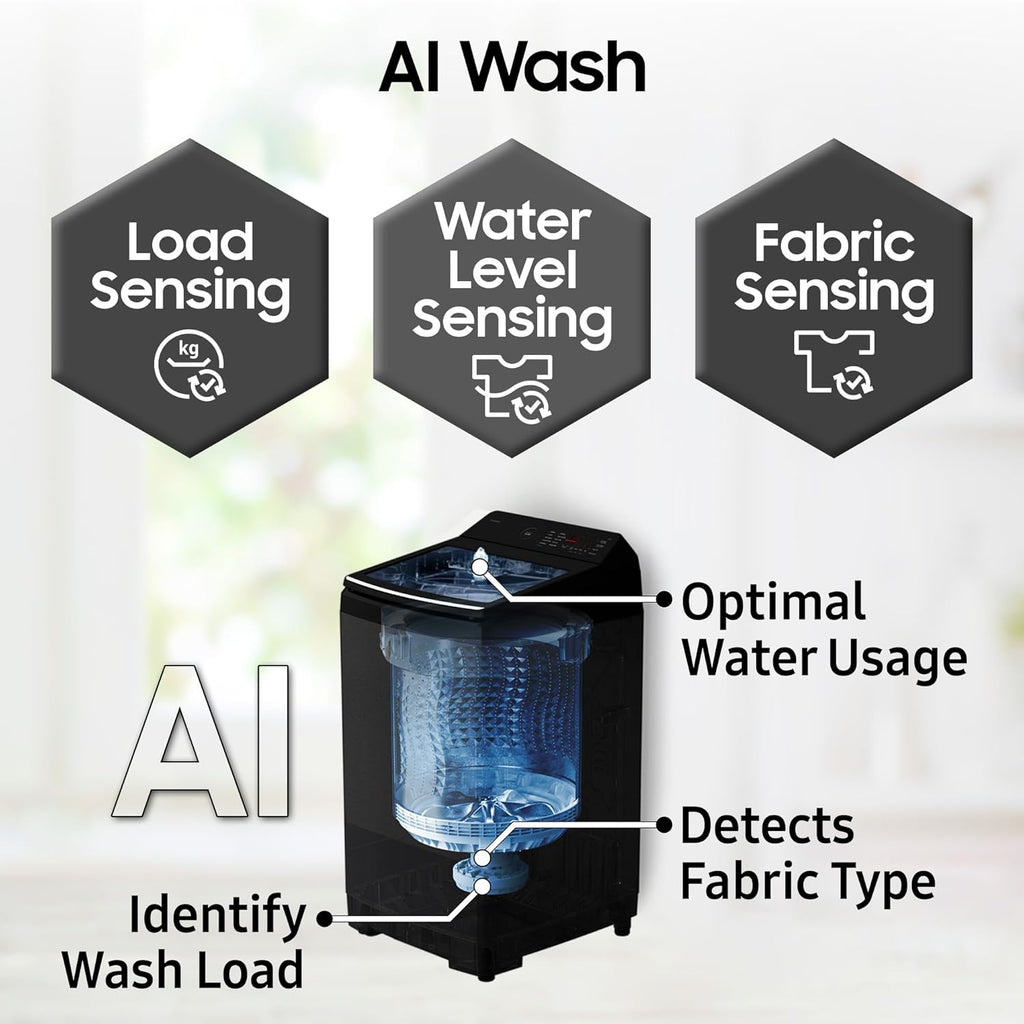 Samsung 10 Kg, 5 Star, AI Wash, Ecobubble, AI Energy Mode, AI VRT+, Soft Closing Door, Wi-Fi, Digital Inverter, Fully-Automatic Top Load Washing Machine (WA80F10E2LTL, Lavender Gray)