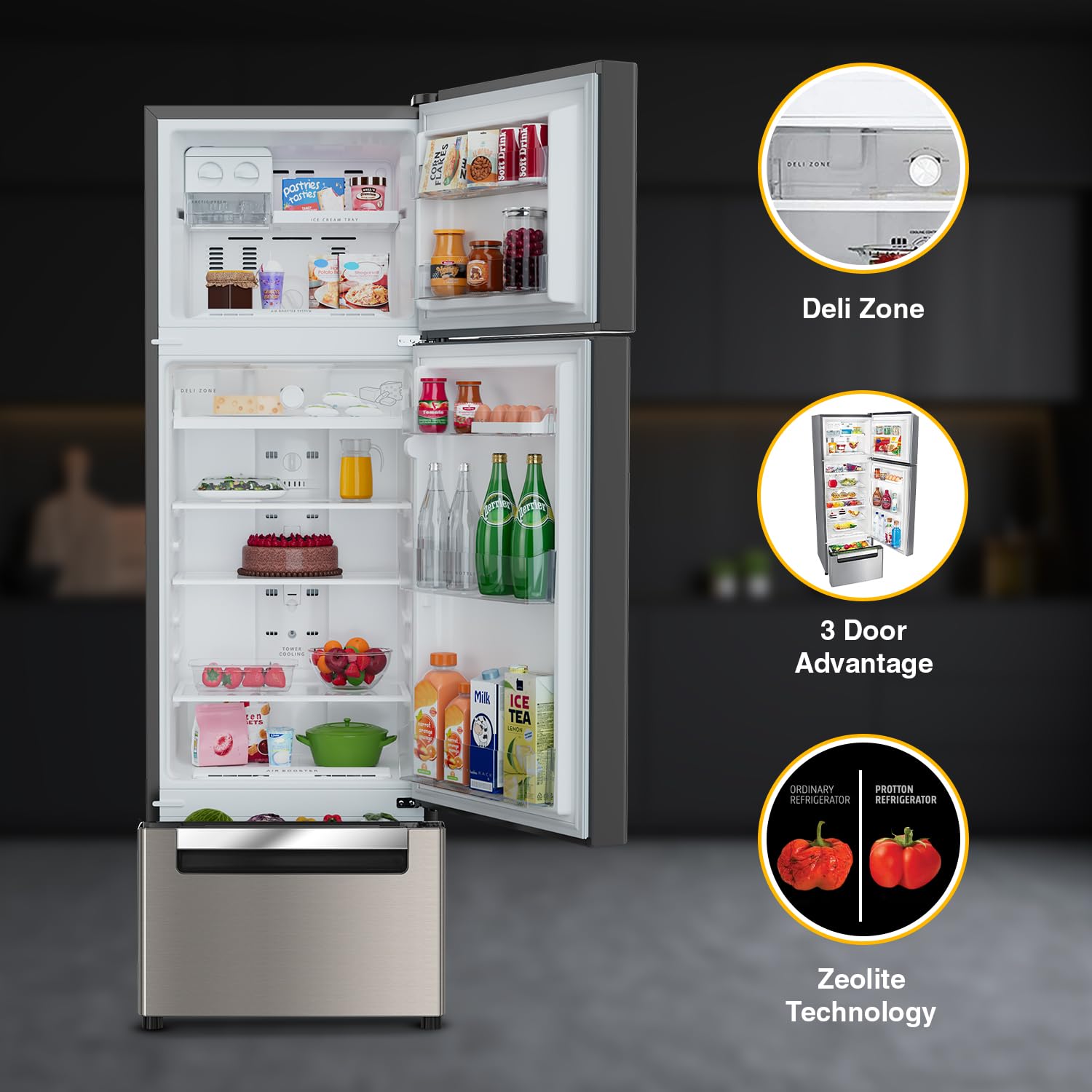 Whirlpool 235 L(253D) Frost Free Triple-Door 5 Star Refrigerator(Fp 253D Protton Roy Artemis Steel(Z) Double Door Refrigerator Space, 2024 Model)