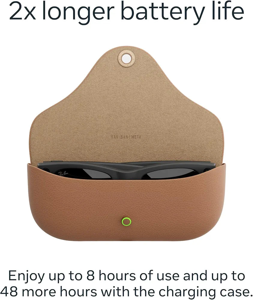 Ray-Ban Meta , Wayfarer Large, Matte Black | Smart AI Glasses for Men, Women — 2X Battery Life — 3K Ultra HD Resolution — 12 MP Ultra-Wide Camera, Audio, Video — Transitions® Grey Lenses