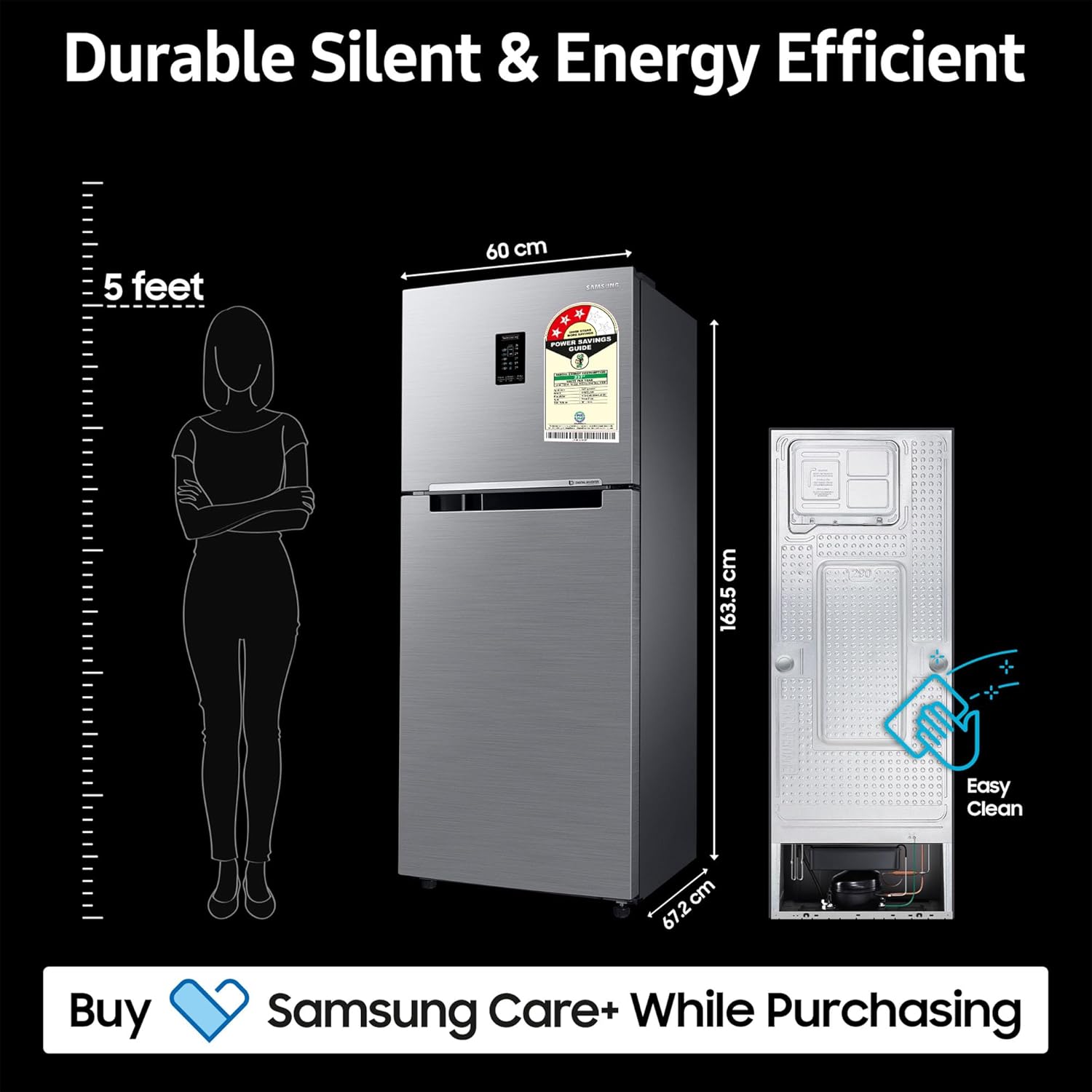 SAMSUNG 301 L Frost Free Double Door 3 Star Convertible Refrigerator with Digital Inverter, Convertible 5-in-1 and Display(Dents and Scratches)