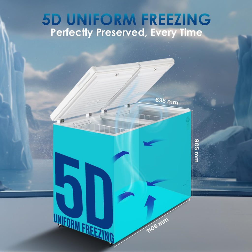 Haier 301 L Double Door Standard Deep Freezer  (White, Convertible Freezer, HFC-320DM5, 5 Star)