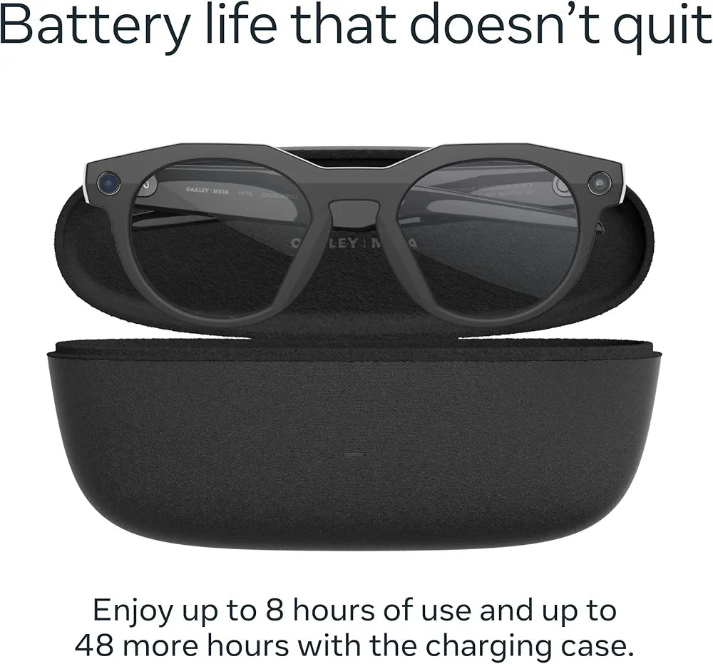 Oakley Meta HSTN, Black | Smart AI Glasses for Men, Women — Performance for Sports, Athletes — Camera, Audio, Video — 8 Hour Battery — 3K HD Resolution — Clear Lenses