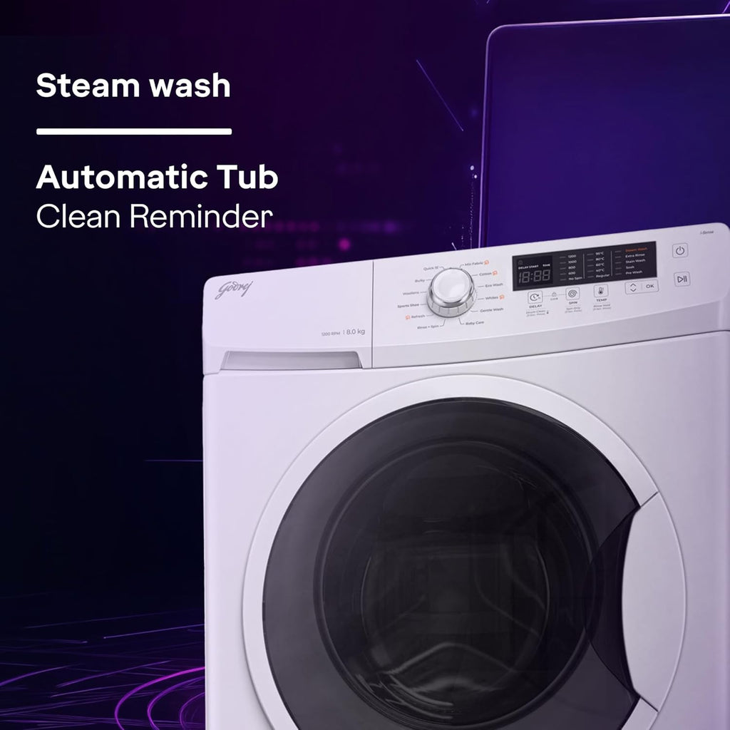 Godrej 7 Kg 5 Star, AI Powered, FabriSafe Drum, 65% Water Saving, Fully Automatic Front Load Washing Machine (WFEON CRS 7010 5.0 FKEDM GLWH, Glacial White)