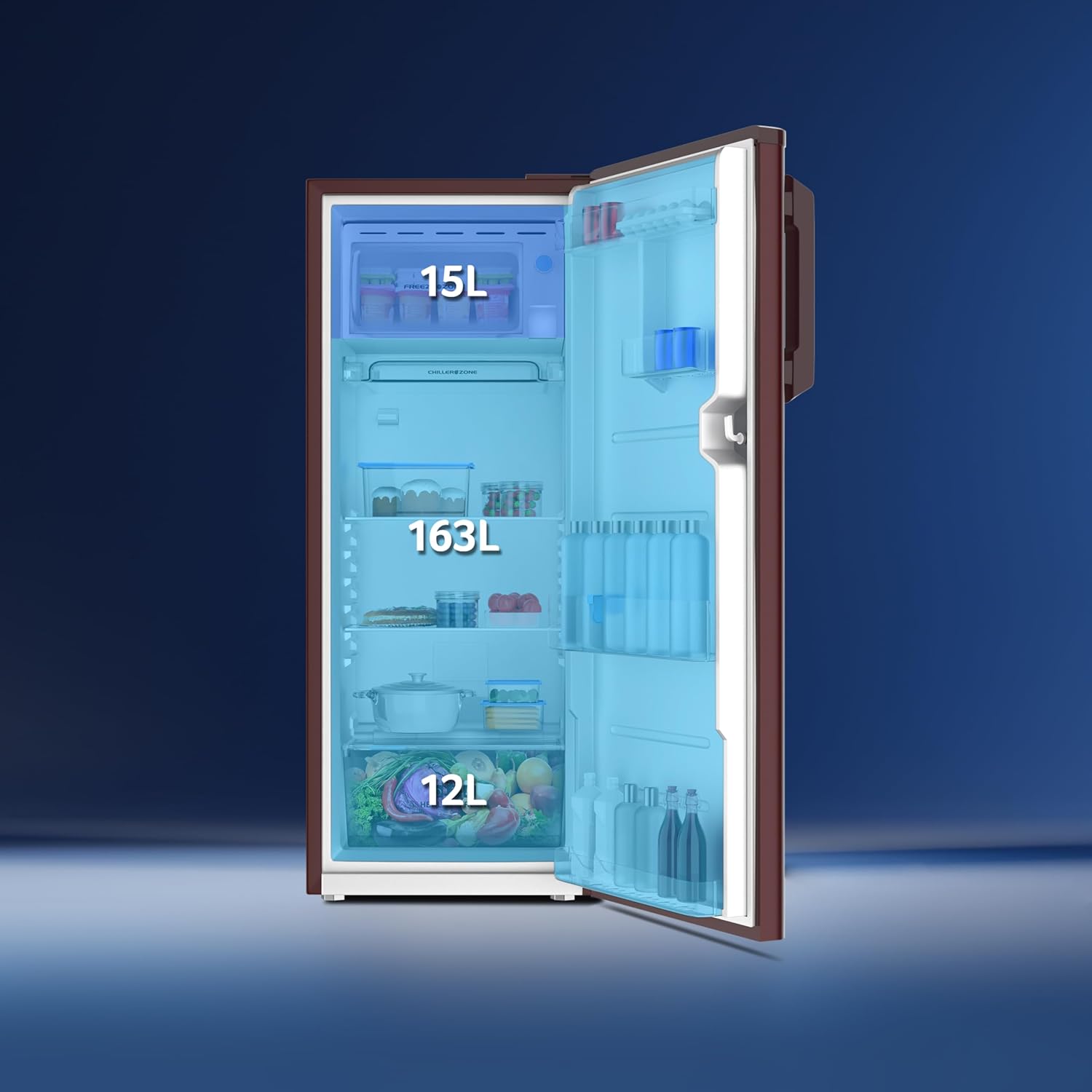 Acer 190L 2 Star Direct-Cool Single Door Refrigerator (AiSense, AR190AD2FWTD, WINE FLOWER TIANA)