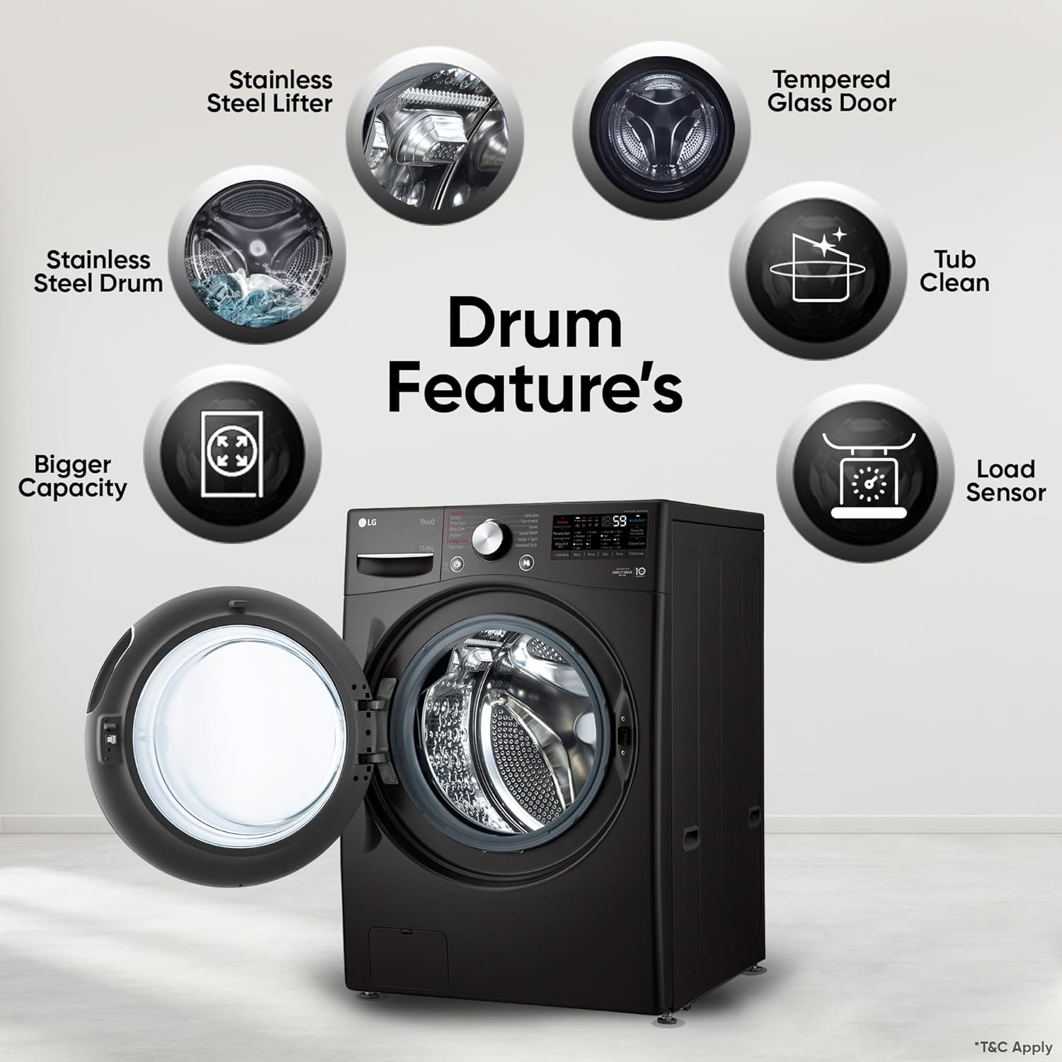 LG 15 Kg (Wash) / 8 Kg (Dry) Ai Direct Drive With Wi-Fi Fully Automatic Front Load Washer Dryer (Fhd1508Stb)