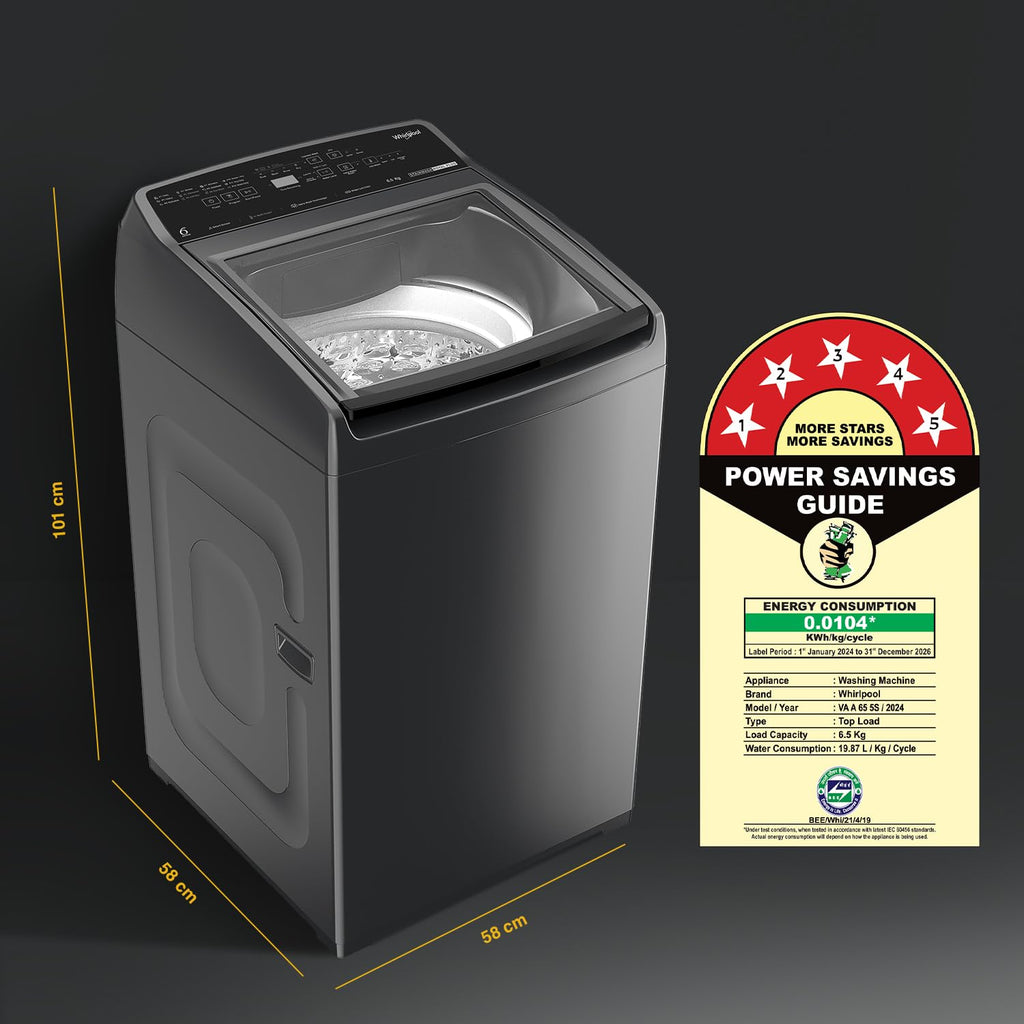 Whirlpool 6.5 Kg 5 Star StainWash Royal Plus Fully Automatic Top Load Washing Machine (SW ROYAL PLUS 6.5 (H) GREY 10YMW with In-Built Heater)